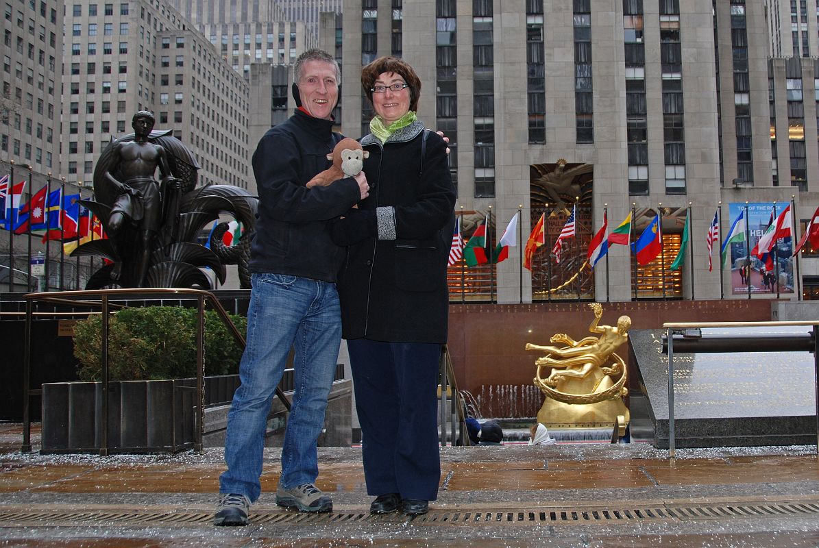 New York City Rockefeller Center 03A Jerome Ryan, Dangles, Charlotte Ryan Next To Skating Rink